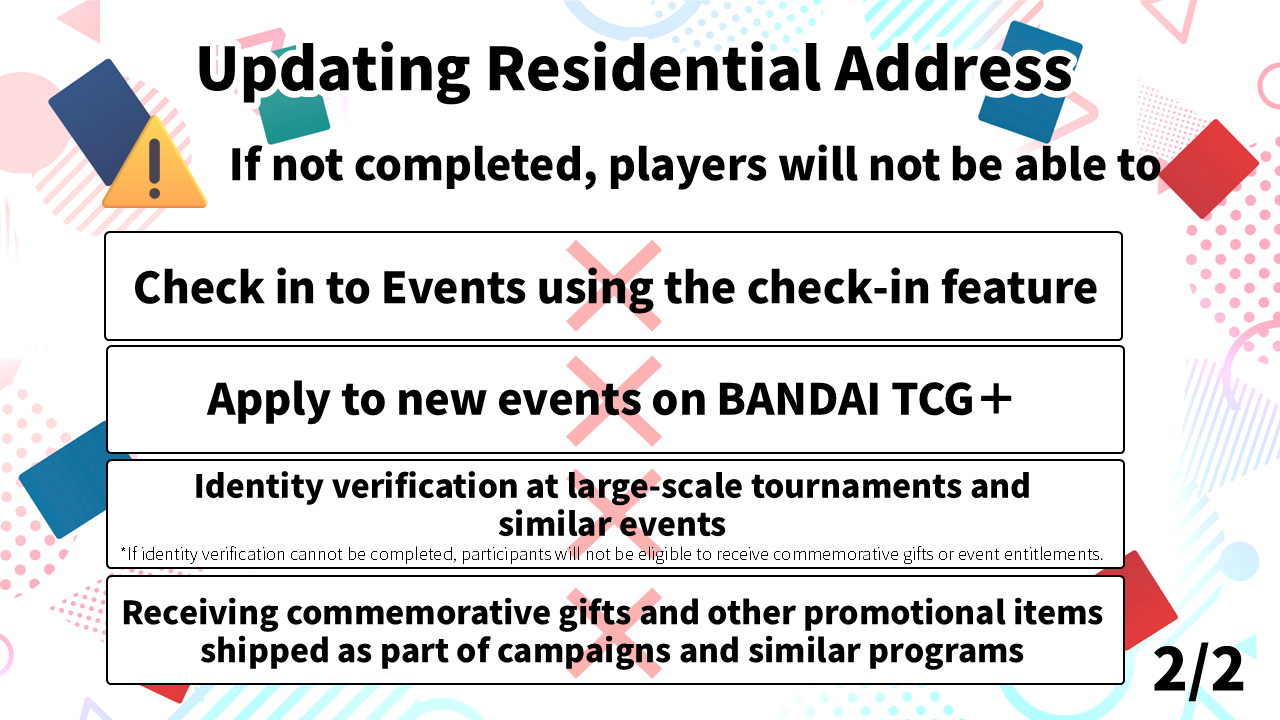 [BANDAI TCG+] Updating Residential Address